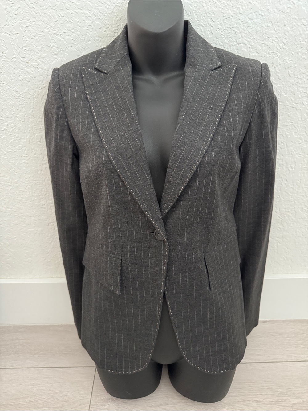 Banana Republic Dark Gray Pinstripe Blazer Darker than the photo